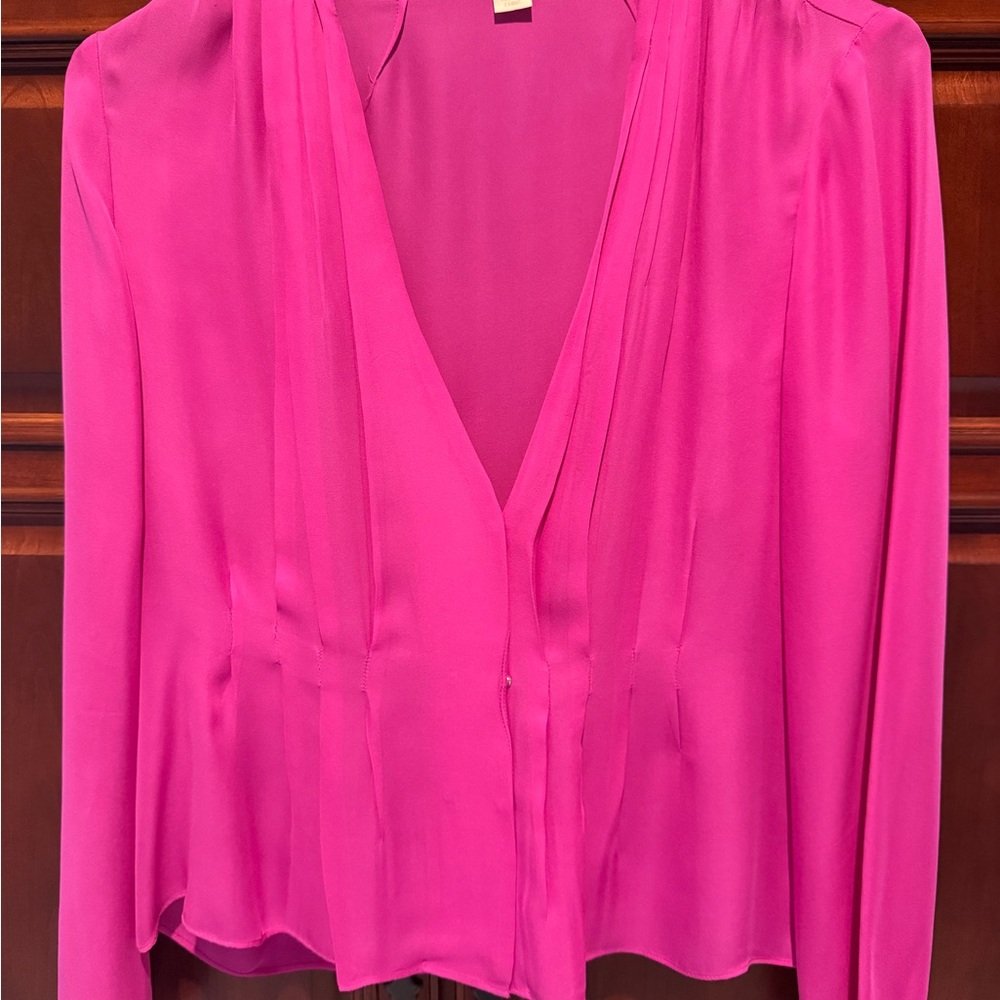 J. Crew Collection Vibrant Pink Silk Blouse
